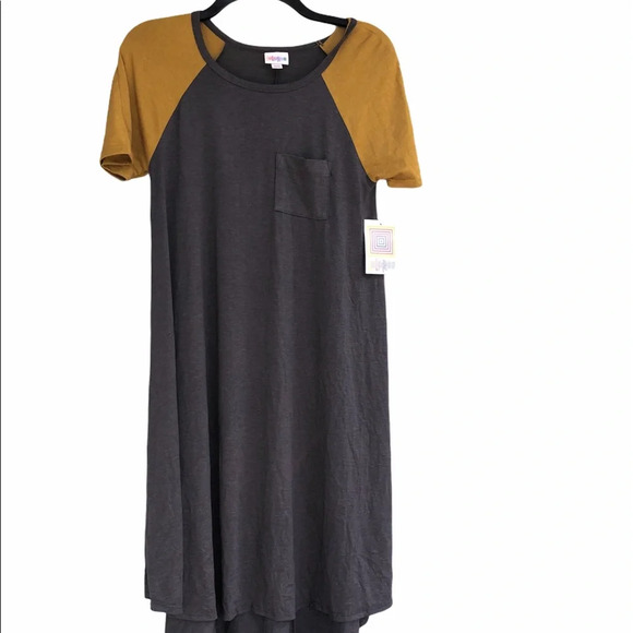 LULAROE Size xxsmall Carly grey & mustard dress - Picture 1 of 10